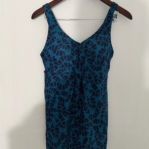 L.L. Bean Teal and Navy Swimsuit Top With Bottoms, Top Size 10, Bottoms Size 8